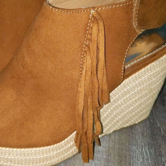 REPORT Neko tassel side tan wedges open toe - Picture 5 of 9
